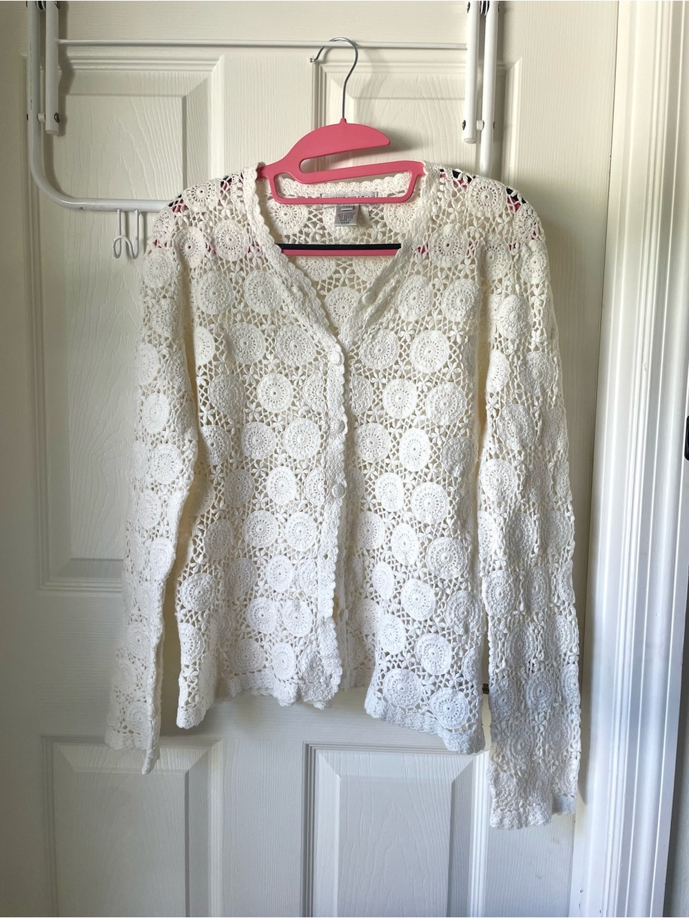 Women’s Cream Crochet Button-Front Cardigan Nine West